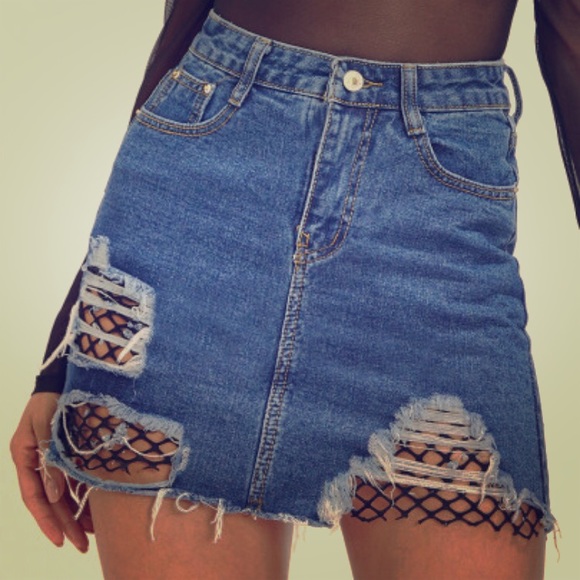Dresses & Skirts - 🖤⚡️Fishnet Denim Skirt⚡️🖤